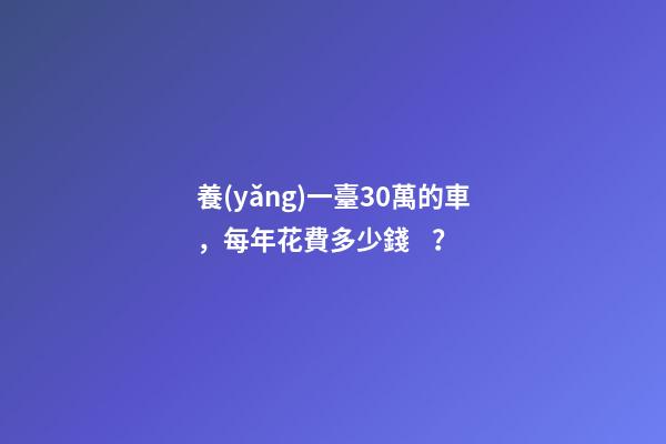 養(yǎng)一臺30萬的車，每年花費多少錢？